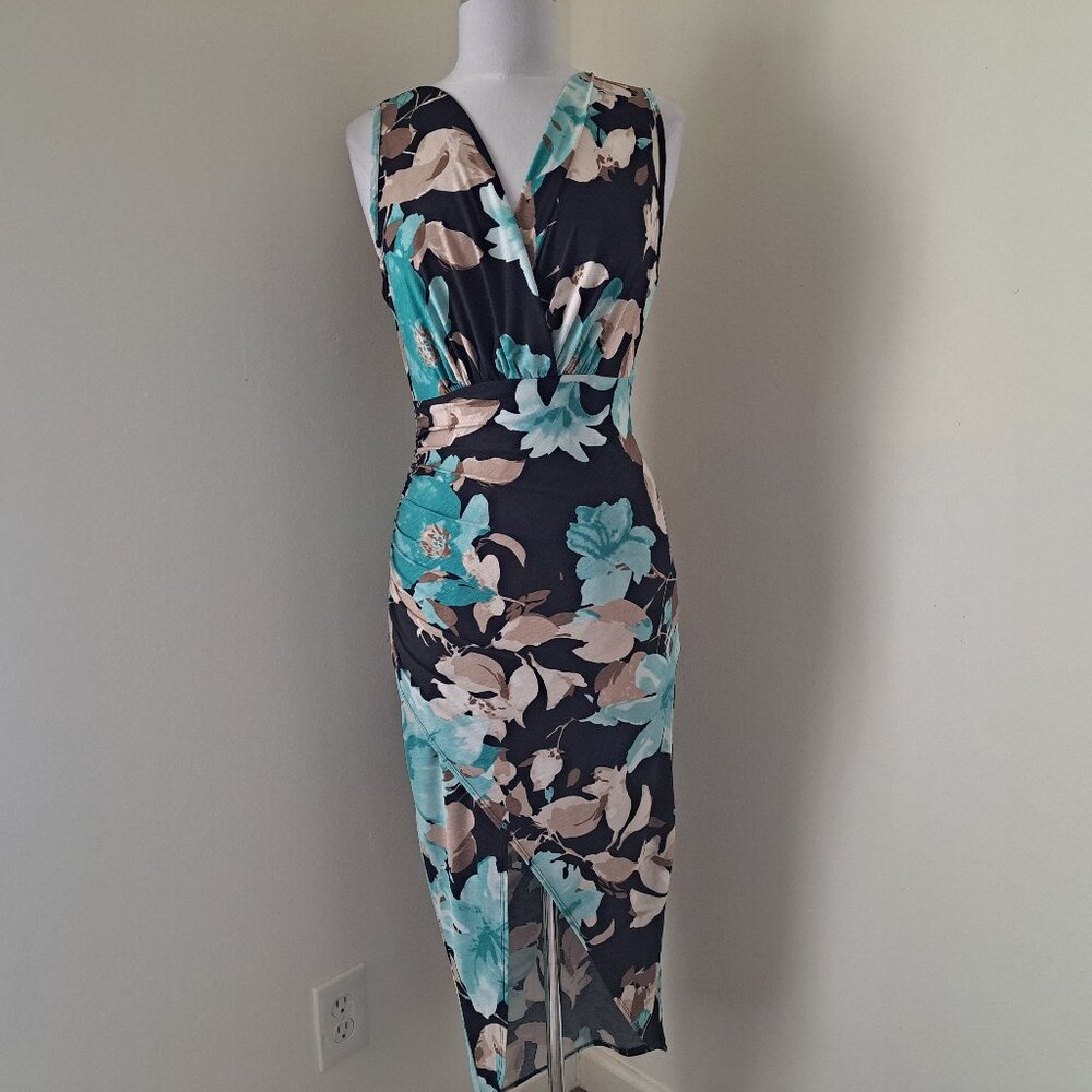 Women's Midi Hi/Low Floral Dress Sleeveless Only Measurements